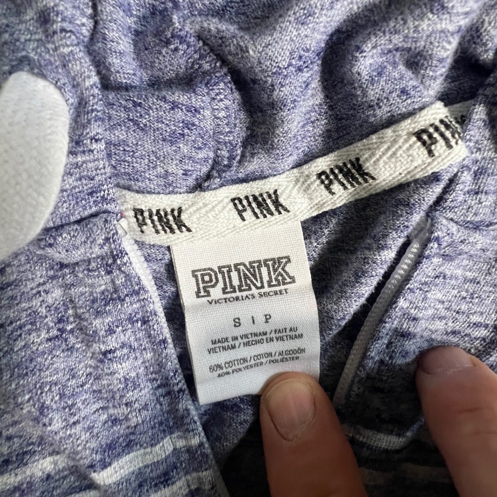 Pink Victoria's Secret Zip Up Hoodie Womens Small Purple Heathered Logo Jacket - Picture 2 of 7